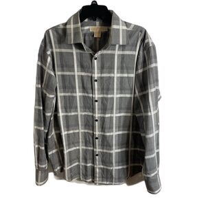 Michael Michael Kors Black White Button Down Shirt Large Men’s Plaid Lined